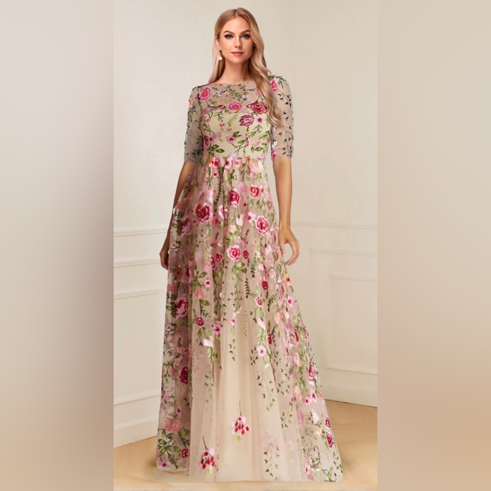 Floral Embroidered Maxi Dress